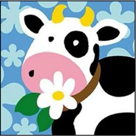 Canevas à broder vache pour enfant 6 ans - 14 x 14 cm