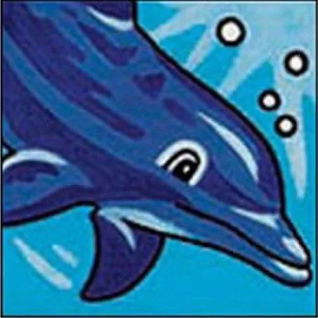 Canevas à broder dauphin nage pour enfant 6 ans - 14 x 14 cm