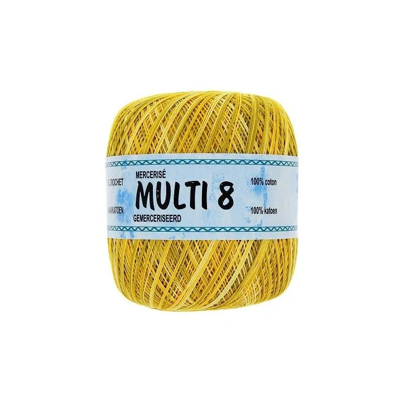 Pelotes fil crochet jaune x6 - 100gr multicolor - 100% Coton