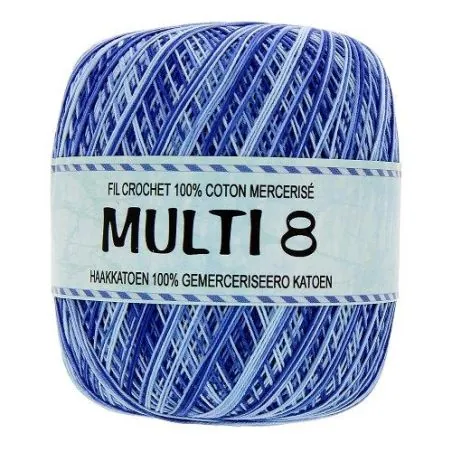 Pelotes fil crochet bleu foncé x6 - 100gr multicolor - 100% Coton