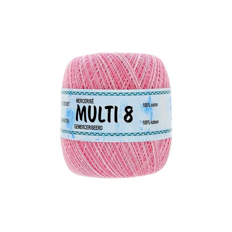 Pelotes fil crochet rose x6 - 100gr multicolor - 100% Coton