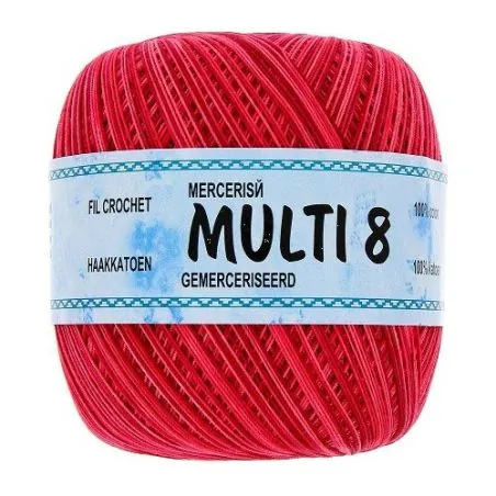 Pelotes fil crochet rouge x6 - 100gr multicolor - 100% Coton