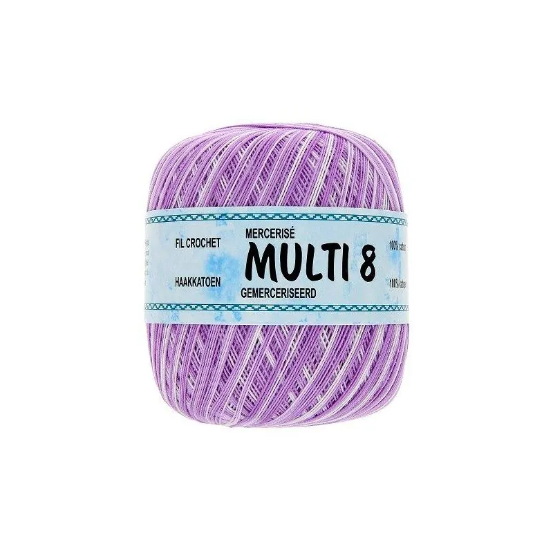 Pelotes fil crochet violet x6 - 100gr multicolor - 100% Coton