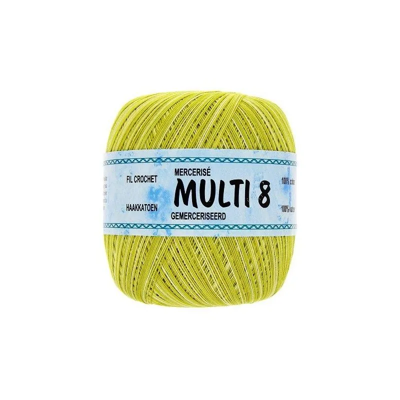 Pelotes fil crochet vert x6 - 100gr multicolor - 100% Coton