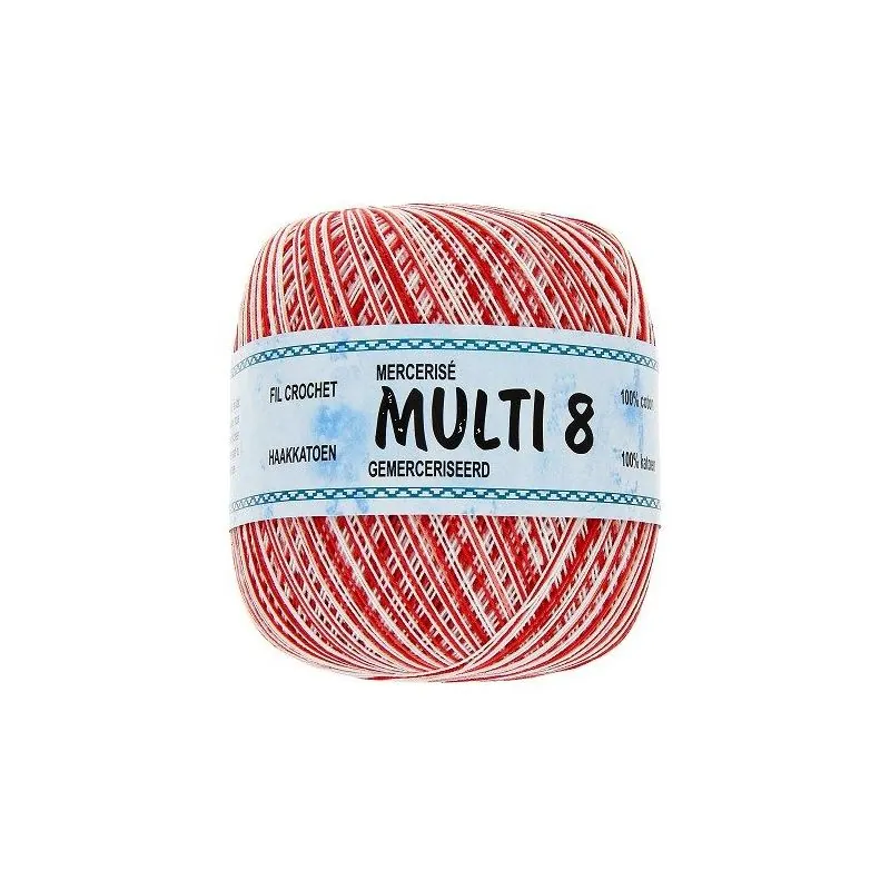 Pelotes fil crochet rouge et blanc x6 - 100gr multicolor - 100
