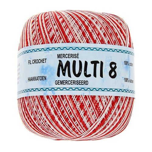 Pelotes fil crochet rouge et blanc x6 - 100gr multicolor - 100