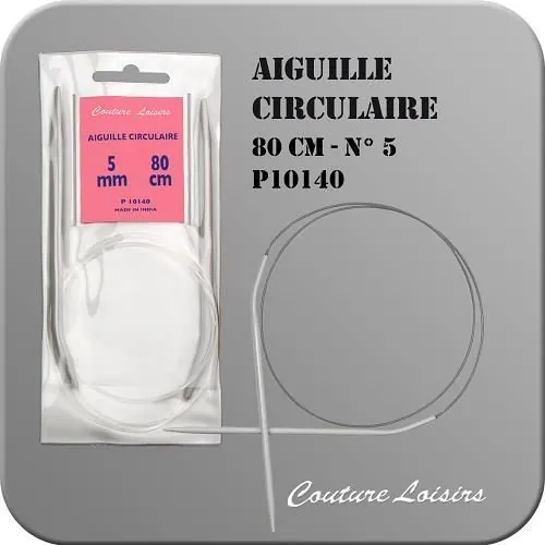 Aiguille Ã  tricoter : Circulaire : 5 mm x 80 cm