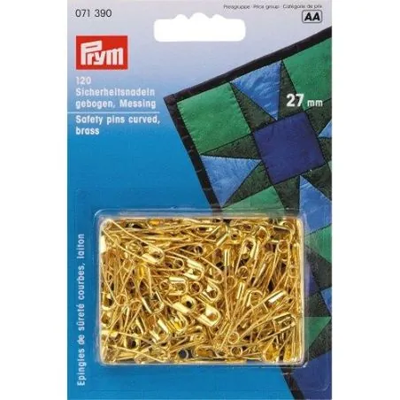Epingle de sécurité : 27 mm : Laiton : x120 Epingle de sécurité : 27 mm : Laiton : x120