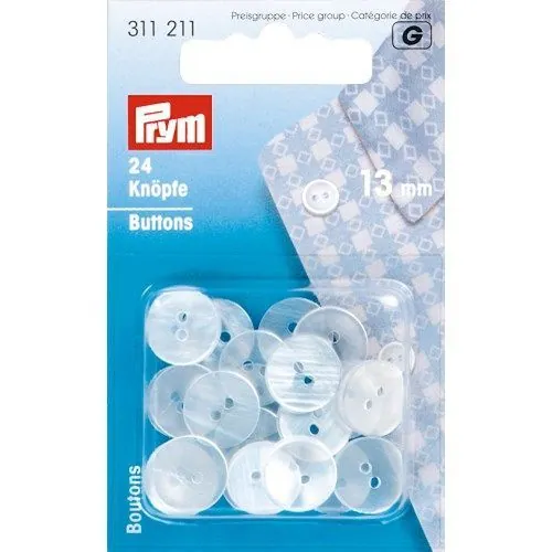 Bouton : Blouse, Pyjama : 13 mm : Plastique : Nacre : x24