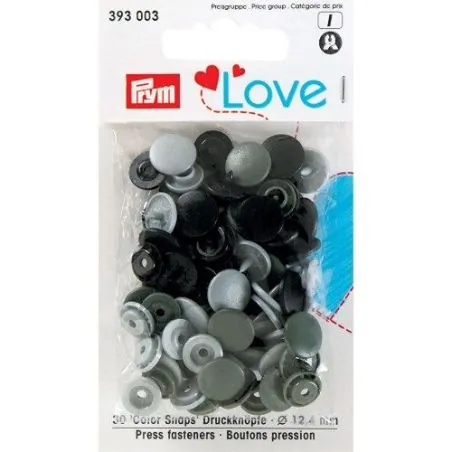 Boutons pression prym love gris 12 mm