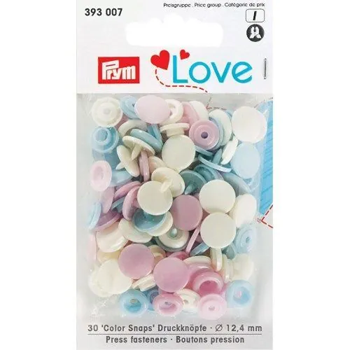 Boutons pression Prym love col. assort. bleu pastel