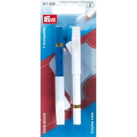 Crayons craie bleu et blanc Carte 2 avec brosse à effacer, 11 cm
