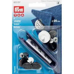 Carte 6 Boutons jeans 20mm...