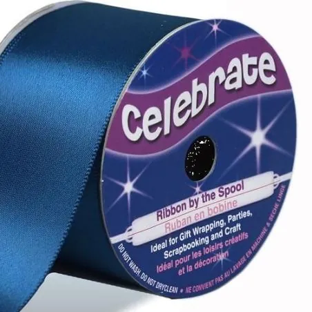Ruban : Satin : 38 mm x 4 m : Polyester : Bleu : C Ruban : Satin : 38 mm x 4 m : Polyester : Bleu : C