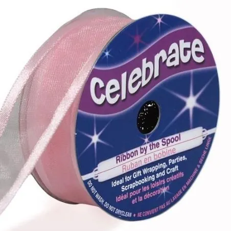 Ruban : "Organza" : 20 mm x 4 m : Polyester : Rose : B Ruban : "Organza" : 20 mm x 4 m : Polyester : Rose : B