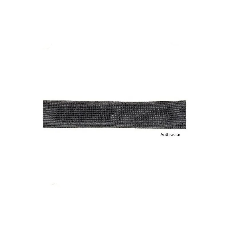 Ruban Biais coton Jersey gris anthracite - 20 m - 20 mm