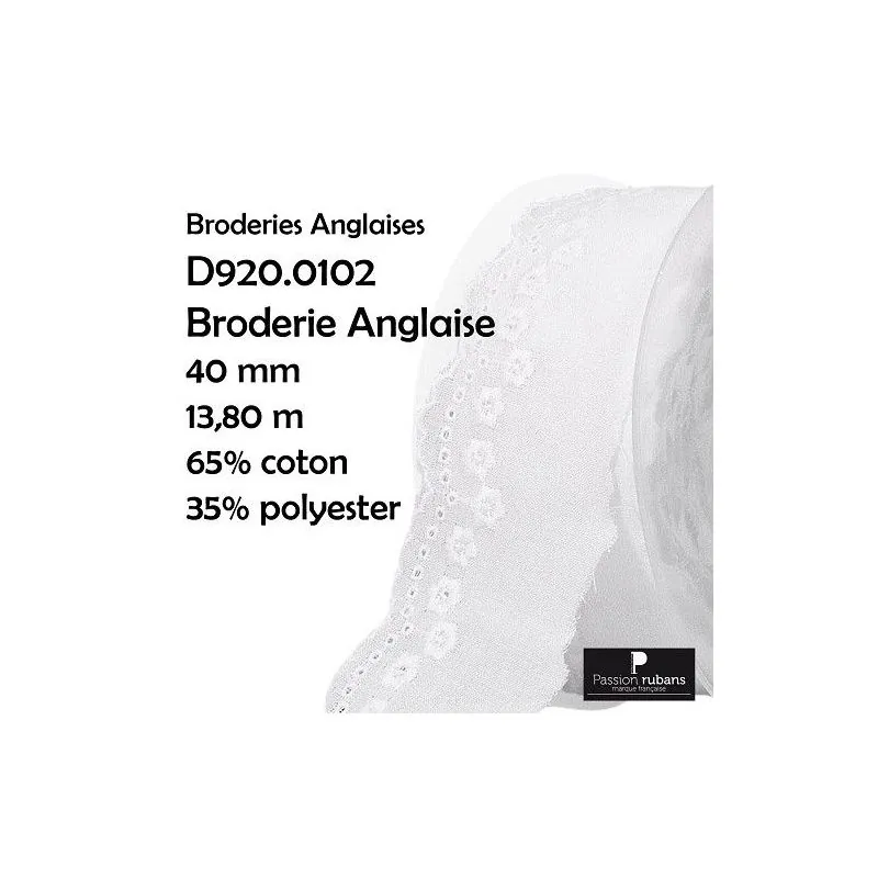 Disquette 13.50 m Broderie Anglaise 40 mm