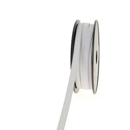 Bobine ruban Élastique côtelé blanc - long 25 m - largeur 10 mm