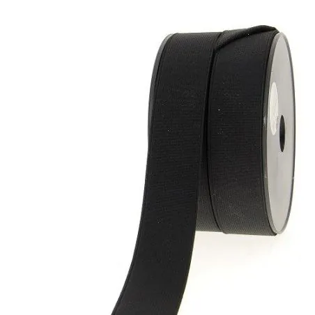 Bobine de ruban noir 25 m Élastique côtelé 35 mm Bobine de ruban noir 25 m Élastique côtelé 35 mm