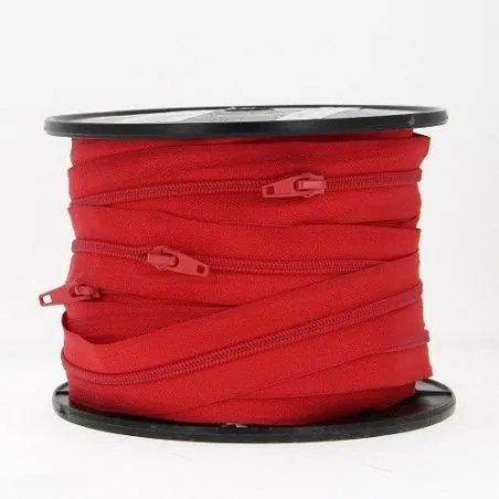Fermeture éclair rouge - 30 m chaine spirale n°5 avec curseurs