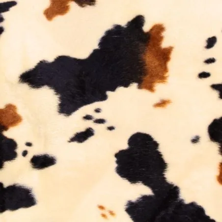 Tissu Velboa imprimé vache noir marron