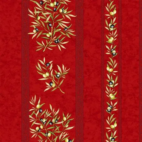 Tissu Coton imprimé nuance rouge Le clos des oliviers