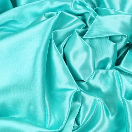 Tissu Satin uni de couleur turquoise brillant