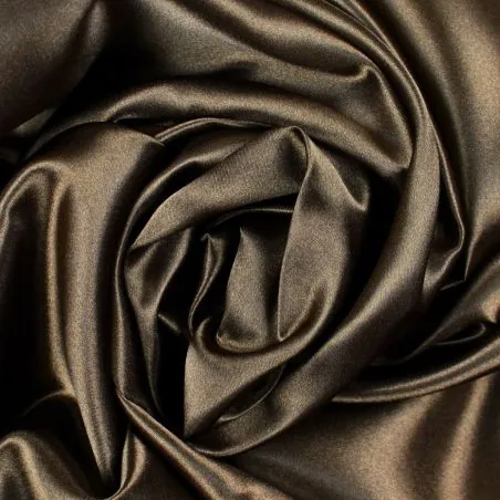 Tissu Satin uni de couleur marron foncé