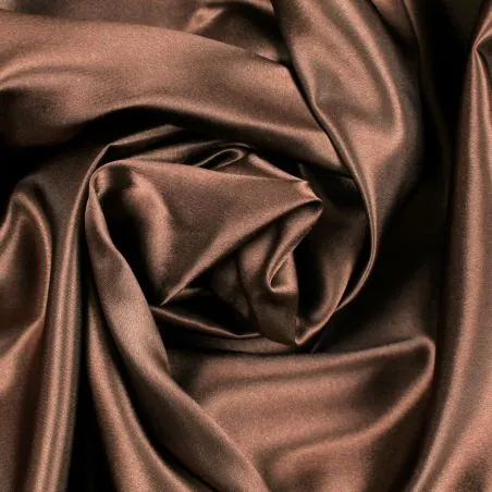 Tissu Satin uni de couleur marron cuivrée