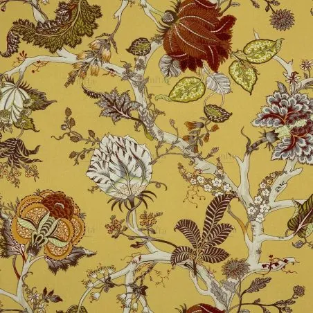 Tissu CEYLAN - JAUNE BACHETTE 100% COTON Tissu CEYLAN - JAUNE BACHETTE 100% COTON