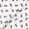 Tissu coton blanc imprimé Noël bulldog - oeko tex