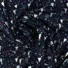 Tissu coton bleu nuit imprimé sapins de Noël- oeko tex