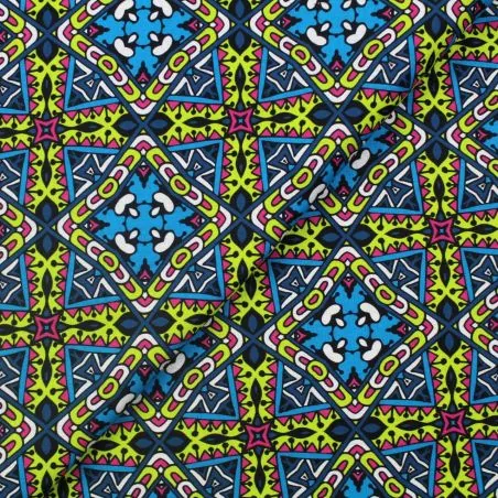 Tissu coton bleu marine imprimé géométrique Tissu coton bleu marine imprimé géométrique