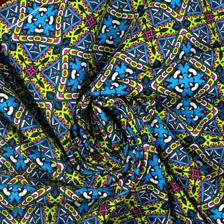 Tissu coton bleu marine imprimé géométrique Tissu coton bleu marine imprimé géométrique