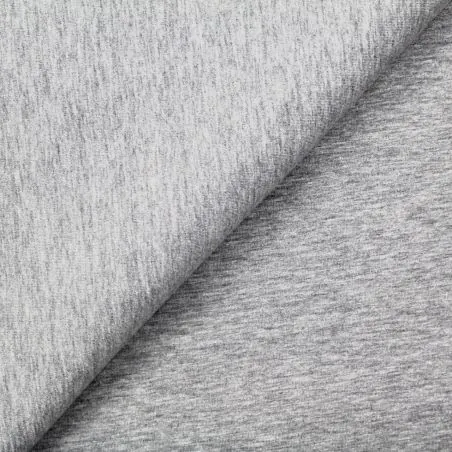 Tissu jersey coton uni gris chiné
