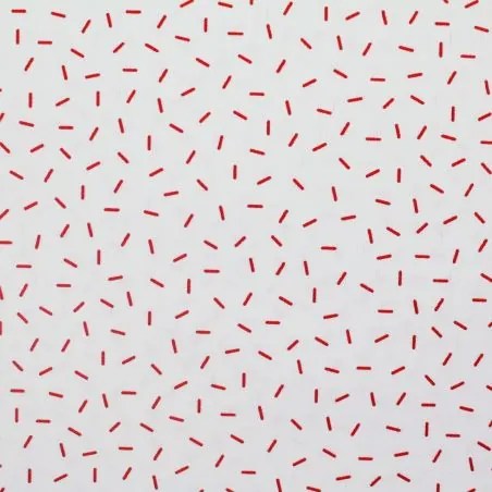 Tissu coton blanc milleraie imprimé confettis rouge Tissu coton blanc milleraie imprimé confettis rouge