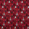 Tissu coton rouge imprimé sapin de Noël - oeko tex