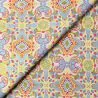 Tissu coton bleu-gris imprimé géométrique Tissu coton bleu-gris imprimé géométrique