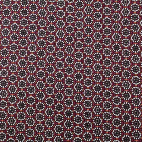 Tissu coton bordeaux imprimé géométrique Tissu coton bordeaux imprimé géométrique