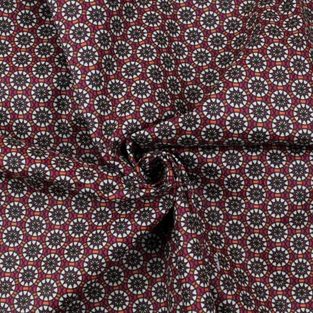 Tissu coton bordeaux imprimé géométrique Tissu coton bordeaux imprimé géométrique