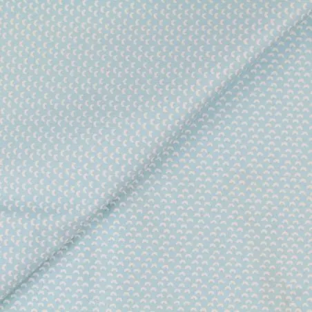 Tissu coton bleu ciel imprimés lune
