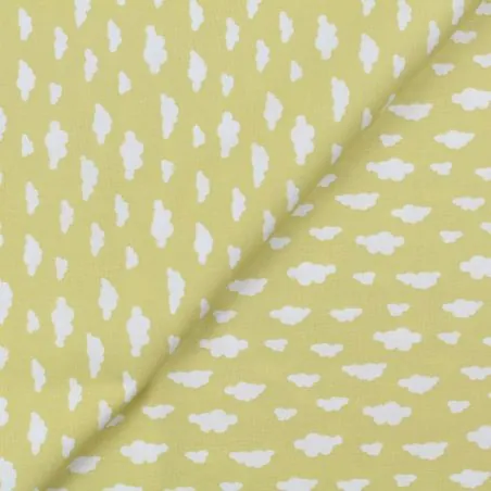 Tissu coton jaune imprimés nuage