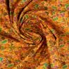 Tissu coton orange imprimé fleuri