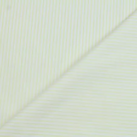 Tissu poly-coton blanc rayures jaunes