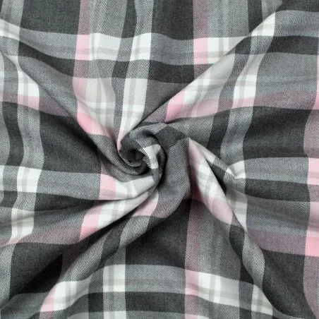 Tissu écossais blanc, rose et gris