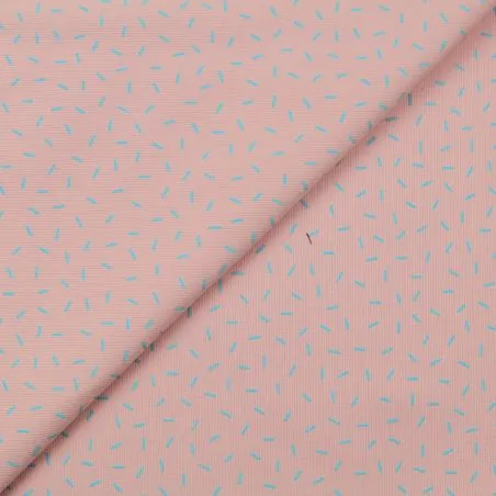 Tissu coton rose milleraie imprimé confettis