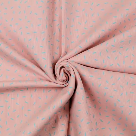 Tissu coton rose milleraie imprimé confettis