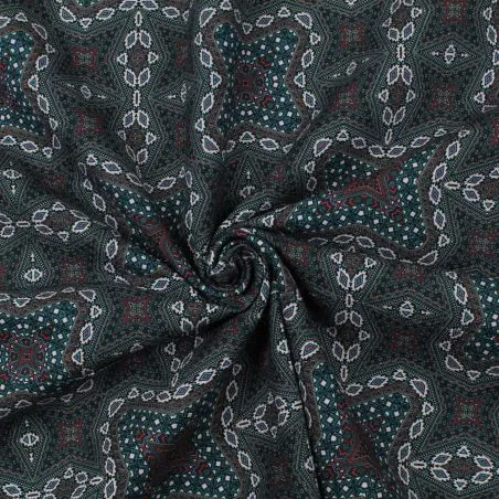 Tissu coton noir imprimé géométrique