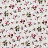 Tissu coton blanc milleraie imprimé fleuri rose