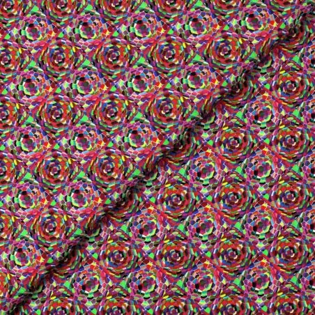 Tissu coton imprimé géométrique multicolore